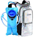 Sojourner Hydration Pack, Hydration Backpack - Water Backpack with 2l Hydration Bladder, Festival Essential - Rave Hydration Pack Hydropack Hydro for Hiking, Running, Biking, Festival Gear - color: Holographic - Silver