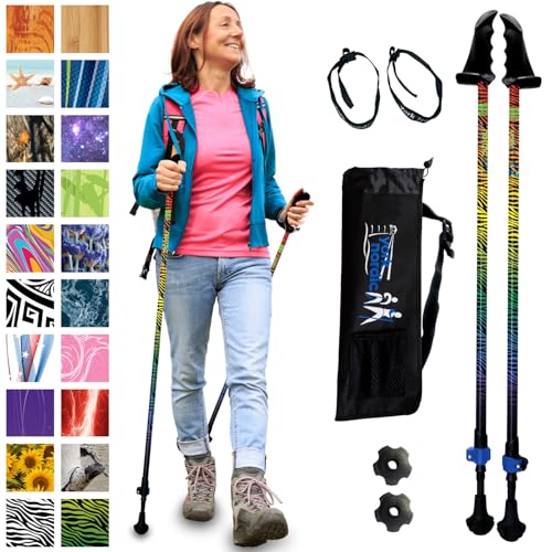 York Nordic Motivator Walking Poles for Balance and Rehab - Patented Stability Grips - Lightweight, Adjustable, and Collapsible - 2 Pieces Adjustable w/flip Locks - Heights 4'6" up to 6'2" - 230 lbs - color: Wave