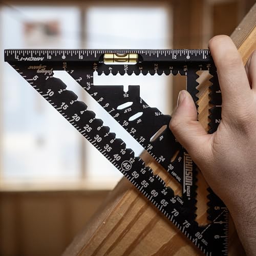 Johnson Level & Tool 1904-0700V 7-1/4" Johnny Square® MACH-1™ Smart Mark™ Rafter Square with Level Vial, Black - size: 7-1/4-inch, style: MACH-1 with Level Vial