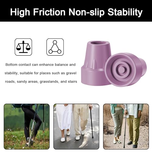 4 Pack Replacement Rubber Cane Tips 3/4 Inch Heavy Duty Rubber Crutch Tips Non Slip Walker Tips for Walkers Commodes Shower Chairs Canes Leg (Pink) - color: Pink