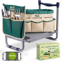 2-in-1 Heavy Duty Foldable Garden Kneeler And Stool With EVA Pad, Green | Wider Thicker Soft Foam Cushioning Includes Exclusive Storage Tool Bag Plus Color Gift Box Ideal Present For Seniors