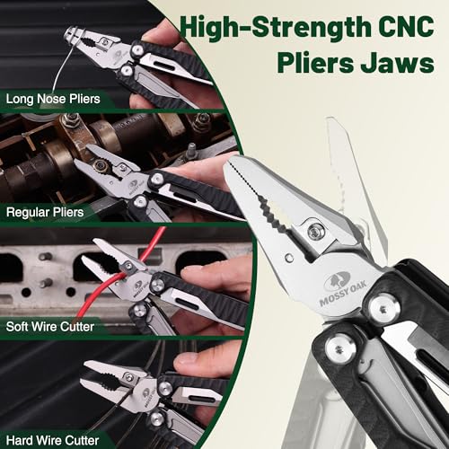 MOSSY OAK 17-in-1 Multitool Pliers, CNC-Machined Steel, G10 Handle - style: 17-in-1 with CNC Pliers & G10 Handle