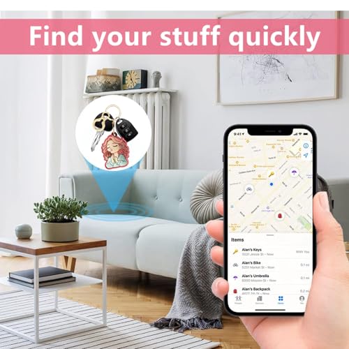 Leather Keychain holder Protective Case Compatible with Apple AirTag - color: Girl B