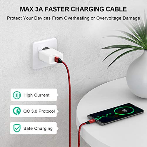 etguuds 6ft USB A to USB C Cable, 2Pack Fast Charging Cord Type C Charger - color: Red, size: 6ft