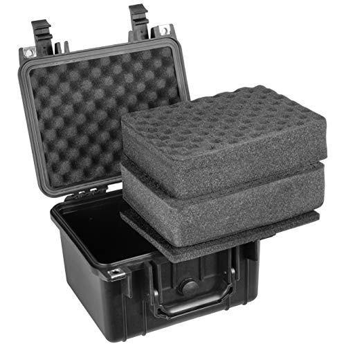 Eylar Small 10.62" Deep Gear, Equipment, Hard Camera Case Waterproof with Foam (Black) TSA Standards - color: Black