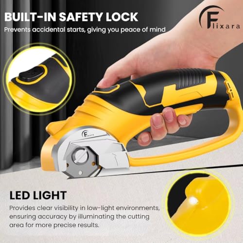 Cordless Electric Scissors 3.6V – Rechargeable Rotary Blade Cardboard Cutter with Safety Lock, Ergonomic Grip & USB Charging – Perfect for Cardboard, Fabrics, Leather & DIY Projects - Yellow - color: Yellow