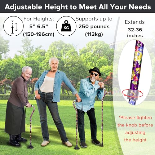 Elegant Walking Cane for Women, Foldable & Adjustable Cane for Seniors with Self-Standing Tip | Lightweight Mobility Aid for Stability & Balance Support - color: Purple2