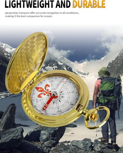Brass Waterproof Golden Keychain Compass - Vintage Antique Design for Kids, Boy Scouts & Hiking - Survival Orienteering & Navigation Gear