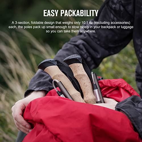 Mixtend F3T2 Trekking Poles, Foldable and Lightweight Walking Stick for Men and Women, Adjustable Hiking Poles with 7075 Aluminum and EVA Foam Grips, Suitable for Outdoor Activity