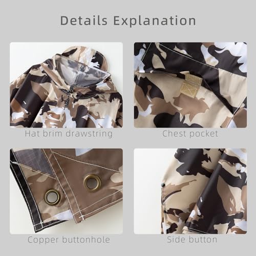 Multi functional cape hooded raincoat suitable for outdoor camping and hiking, suitable for both men and women - color: Camouflage