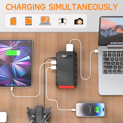 Portable Power Station with AC Outlet 120V, 24000mAh Laptop Charger Bank - color: Black
