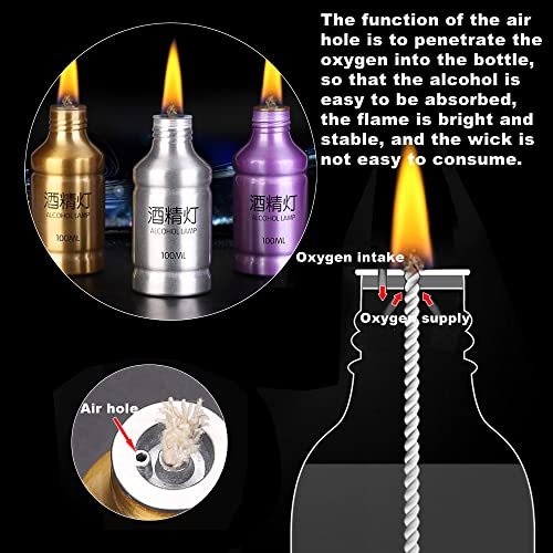 2 Packs Portable Alcohol Burner Lamp Case 100ml Aluminum Alloy Stoves Alcohol Lamp for Outdoor Hiking Picnic Lab Equipment - Golden - size: Gold 2Pcs