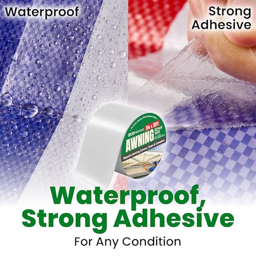 ECOHomes Awning, Tent & Canvas Repair Tape (Transparent, 3 Inch x 30 Feet) - color: Clear Transparent, size: 3 Inch By 30 FT