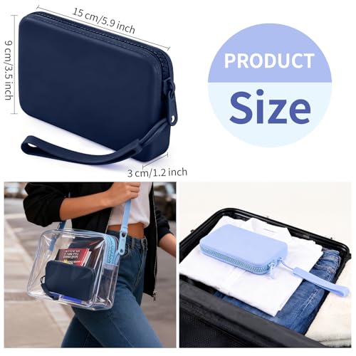 Silicone Period Bags, Set of 2 Blue Tampon Holder for Purse - color: Navy Blue+Light Blue