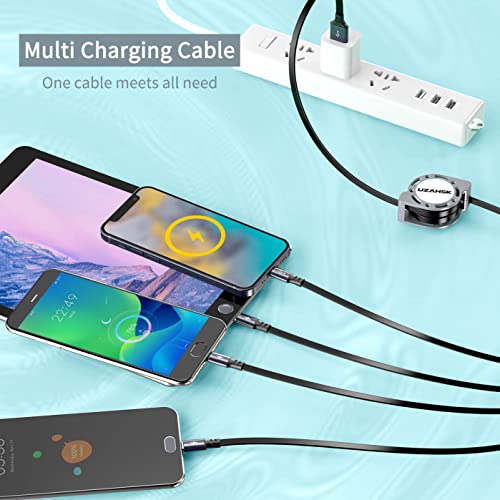 4 in 1 Multi Charging Cable, Retractable Multi Fast Charger Cable | [2Pack, 4Ft] with Type C/Micro USB Ports for Cell Phones/IP/Galaxy/PS/Tablets/iPads - size: 4 IN 1:2PACK