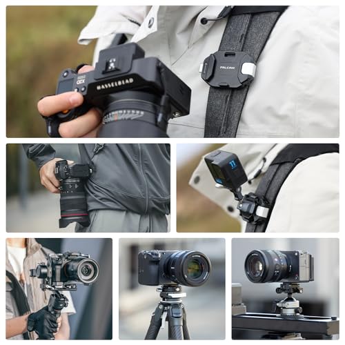 FALCAM F38 Backpack Camera Clip V2 with Plate | Arca-Swiss Quick Release, 30kg/66lb Heavy Load, Dyneema Safety Strap, Belt & Strap Mount for DSLR Action Mirrorless – Black - size: Clip with Plate