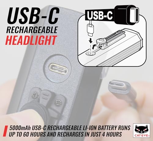 CATEYE AMPP USB Rechargeable Bike Light | Commuters, Road Cyclists & Mountain Bikers, Day & Night Riding Modes, IPX4 Waterproof, Tough & Durable - style: Ampp2200
