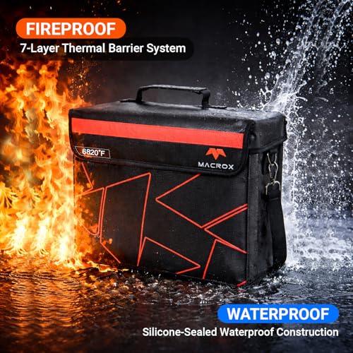 Flypal Fireproof Document Bag with lock, Patented Enclosed Flap, X Large