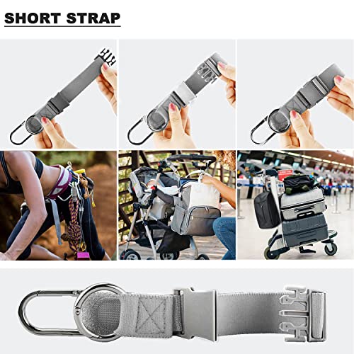 Elastic Jacket Gripper Travel Strap with D-Ring Hooks and Buckle, Suitcase Straps Belts Travel Accessories, Makes Your Hands Free - color: Gray