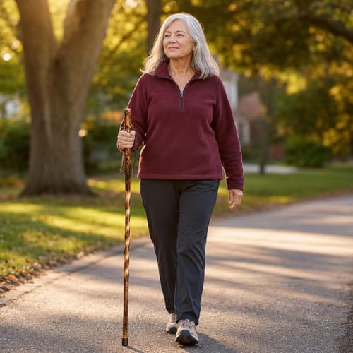 Brazos Rustic Wood Walking Stick - size: 52"