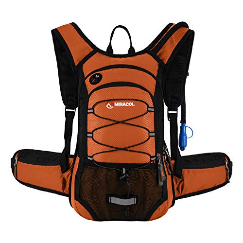 Hydration Pack Hiking Water Backpack - Miracol Insulated Water Bag with 2L Bladder - color: Dark Orange