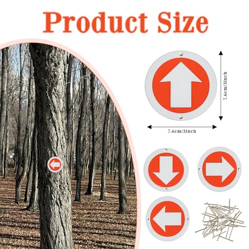 48PCS Reflective Trail Markers Bright Trail Signs Lightweight Glow Trail Arrows Markers for Tree Marking Reflector Camping Hunting Hiking and More, Red