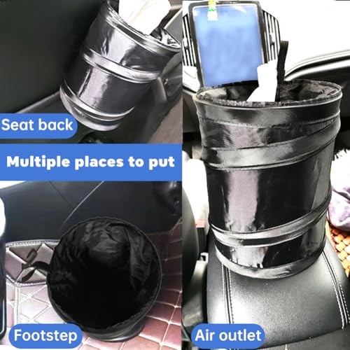 PUXING 2PCS Car Trash Can - Mini Collapsible Pop-up Car Garbage Can | Waterproof Hanging Car Trash Bag w/Elastic Band,Portable Garbage Bin for Car/Home,Travel