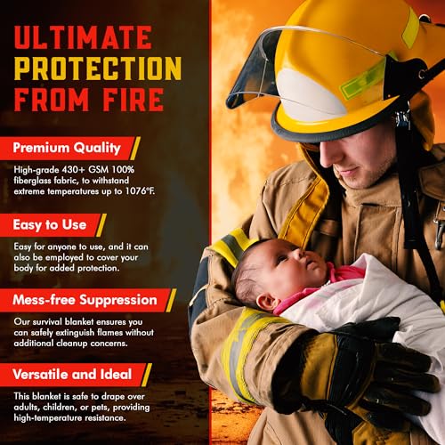 Mart Cobra Emergency Fire Blanket for Home & Kitchen 2-Pack Safety | Fiberglass Extinguisher Grease Stove Reusable Protection Preparedness RV Car Fireproof Retardant Resistant Suppression - size: [2 Pack] Fire Blanket