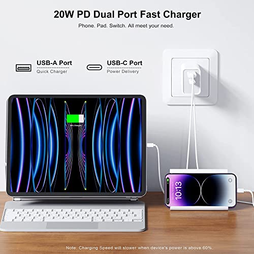 USB C Charger Block, 3Pack 20W Dual Port USB C Wall Charger Plug | Fast Charging Adapter USB A Quick Charging Brick Plug for iPhone Air/17 ProMax/16E/16 ProMax/16Plus/15/14/13,iPad Pro,AirPods - color: White