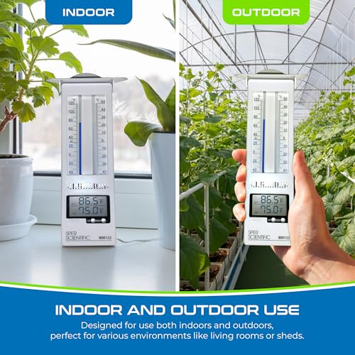 Sper Scientific Analog & Digital Min/Max Thermometer 800122 - Accurate Temperature Tracking, Weather-Resistant Design, Dual Display for Indoor & Outdoor Use, Ideal for Greenhouses, Labs & More - 2 pc - size: 2 Pack