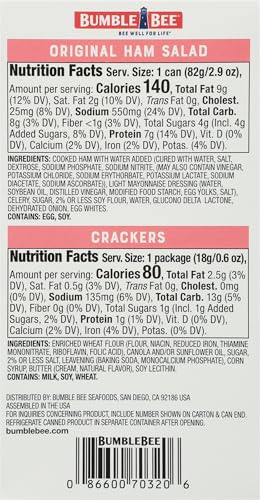 Bumble Bee Snack On The Run! Ham Salad Kit (Pack of 12) - size: 3.5 Ounce (Pack of 12)