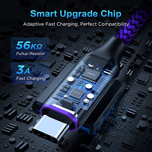 etguuds 6ft USB A to USB C Cable, 2Pack Fast Charging Cord Type C Charger - color: Purple, size: 6ft