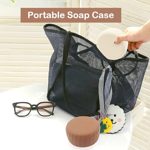Silicone Travel Soap Box with Lid Draining Soap Container for Shower Compact Travel Soap Case Leak-Proof Design for Camping, Hiking, Gym & Outdoor Use Keeps Soap Dry & Hygienic (Mocha Mousse) - color: Mocha Mousse