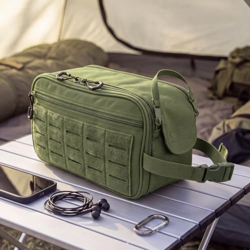 bvya Tactical Toiletry Bag Hygiene Bag Travel shower Bag EDC Utility Molle Tool Pouch Shaving Kit Bag for Men - color: Green
