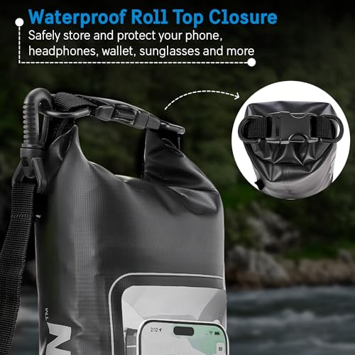 Pelican Marine IP68 Waterproof Dry Bag 2L with Phone Pouch/Case - Black - color: Stealth Black - 2L, size: 2L