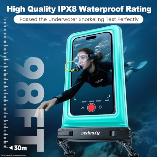 Rynapac Double Space Floating Waterproof Phone Pouch [Up to 8.5''], 2 Pack - color: Pink & Green