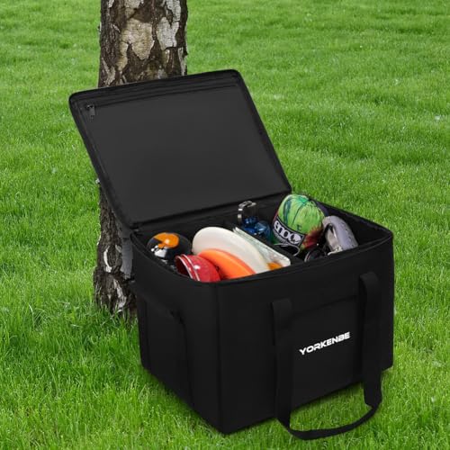 35L Camping Organizer, 1680D Heavy Duty Waterproof Camping Storage for Cooking Utensils and Cookware, with Hard Bottom and Zippered Lid for RV, Hiking