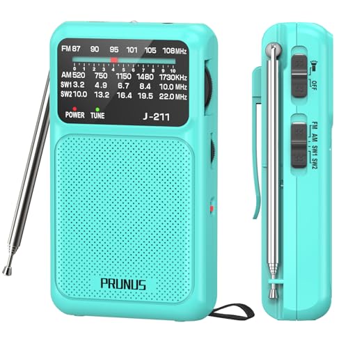 PRUNUS J211 Portable Radio AM FM, USB C Charging and AA Battery Operated - color: Blue