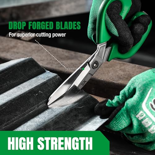 SK 9" Heavy Duty Scissors All Purpose, Industrial Shears, One Piece Blades | Drop Forged Sharp Utility Scissors, Premium CR-V Steel, Ergonomic Handle for Comfortable Grip - size: 9 Inch