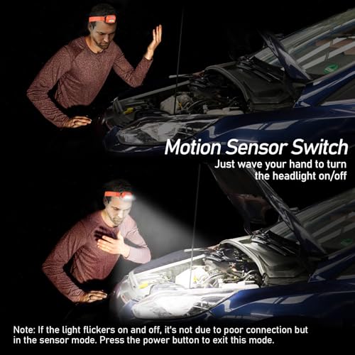 Blukar LED Headlamp Rechargeable, 2000L Super Bright Headlight Flashlight - color: Orange