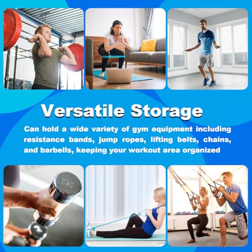 Home Gym Accessories Organization Storage Rack Equipment For Home 8 Hook Wall Hanger Display Gear Barbells Resistance Bands Jump Ropes Lifting Belt Hanger Accessories Hardware Included - color: Basic