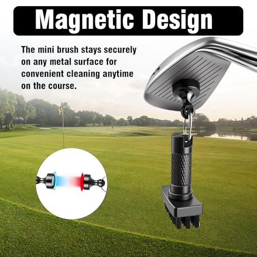 Mini Golf Club Brush, Magnetic Quick-Release Groove Cleaner, Durable Nylon Bristles, Portable Golf Bag Accessory for Outdoor & Travel