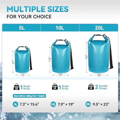 MARCHWAY Floating Waterproof Dry Bag Backpack 5L/10L/20L/30L/40L, Roll Top Sack Keeps Gear Dry for Kayaking, Rafting, Boating, Swimming, Camping, Hiking, Beach, Fishing - color: Shiny Blue, size: 5L