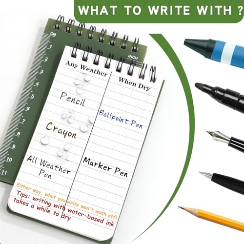 Waterproof Notebook, 4 Pack Pocket Notepad, 3" x 5 NotePad Multicolor - color: Multicolor