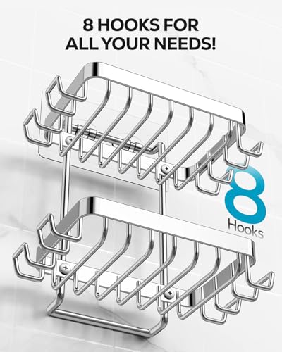 Nieifi Bar Soap Holder, Adhesive Soap Dish for Bathroom Shower Wall - color: Silver, size: 2 Tier
