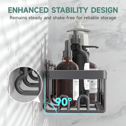 Veken Rustproof & Waterproof Shower Caddy 6-Pack, No Drilling Adhesive Shelves Rack with Soap Holder, Large Capacity Bathroom Organizers and Storage, Wall-Mounted Kitchen & Home Decor, Dark Grey - color: Dark Grey