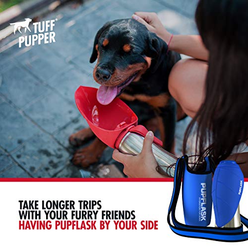 Tuff Pupper PupFlask Insulated Neoprene Dog Water Bottle Holder Sling with Wide Adjustable Shoulder Strap, Great for Travel, Walking, Hiking, Portable Pet Water Bottle Holder (27 OZ, Nebulas Blue) - color: Nebulas Blue, size: 27 OZ