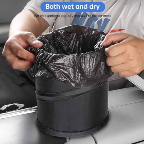PUXING 2PCS Car Trash Can - Mini Collapsible Pop-up Car Garbage Can | Waterproof Hanging Car Trash Bag w/Elastic Band,Portable Garbage Bin for Car/Home,Travel