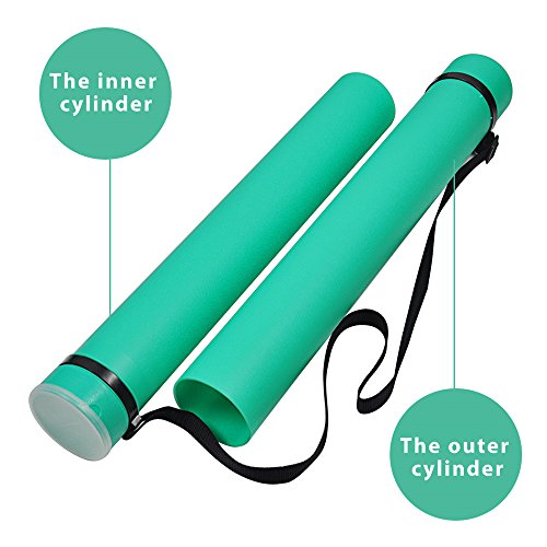DEWEL Document Tube,Plastic Expanding Poster/Art/Document Storage Tube 24.5 to 40 inches Adjustable with Carrying Strap Waterproof and Light-Resistance Telescoping Carrying Case (Green-Large Size) - color: Green (Round), size: Large