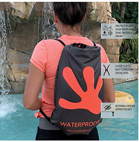 geckobrands Embark 10L Drawstring Backpack – Waterproof, Lightweight Dry Bag for Beach, Hiking, and Light Water Activities - color: Carolina Blue/White